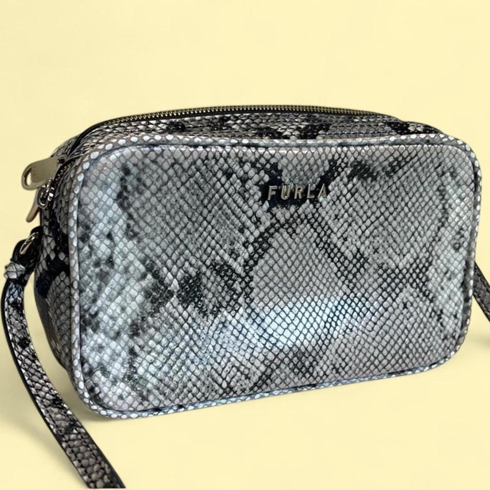 Furla Python Print Leather Camera Bag Crossbody S… - image 1